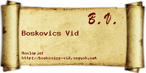 Boskovics Vid névjegykártya